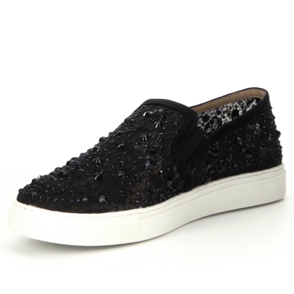 Antonio Melani Garner Black Lace and Studded Sneakers